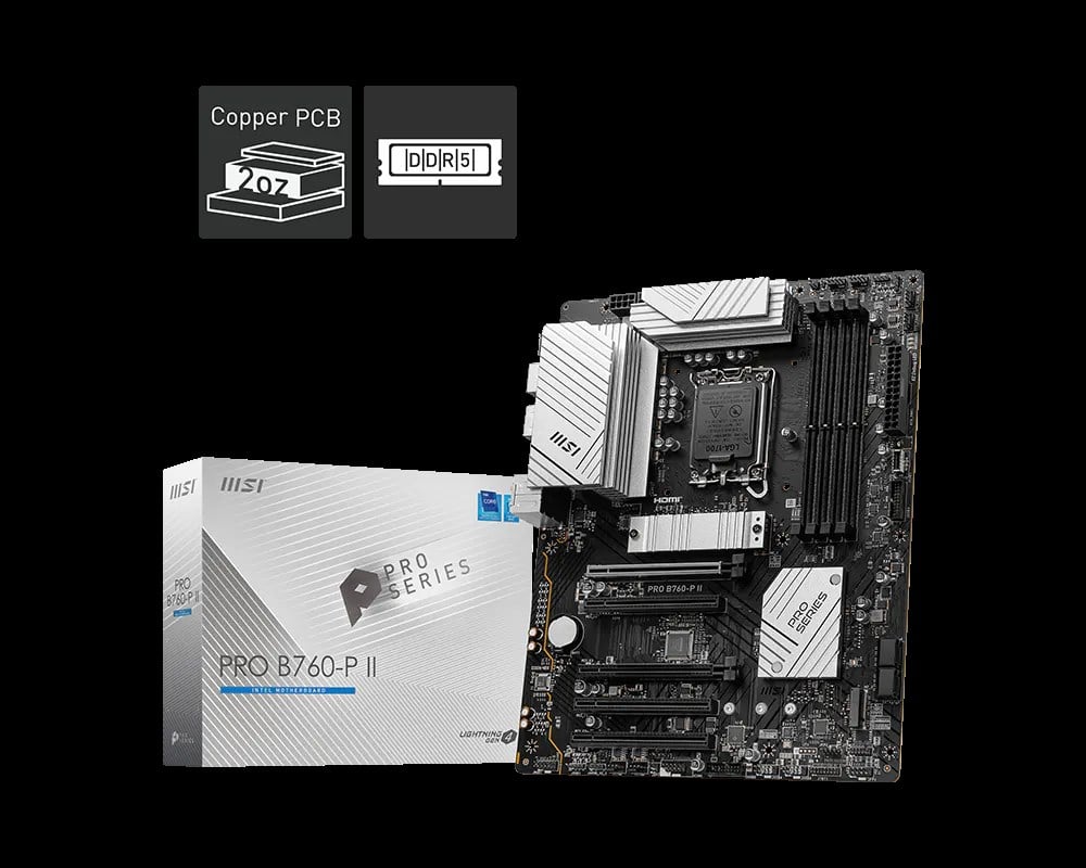MSI PRO B760-P II DDR5 7000(OC) PCI-E ,M.2 USB3.2 HDMI,DP 1X 2.5G LAN ATX