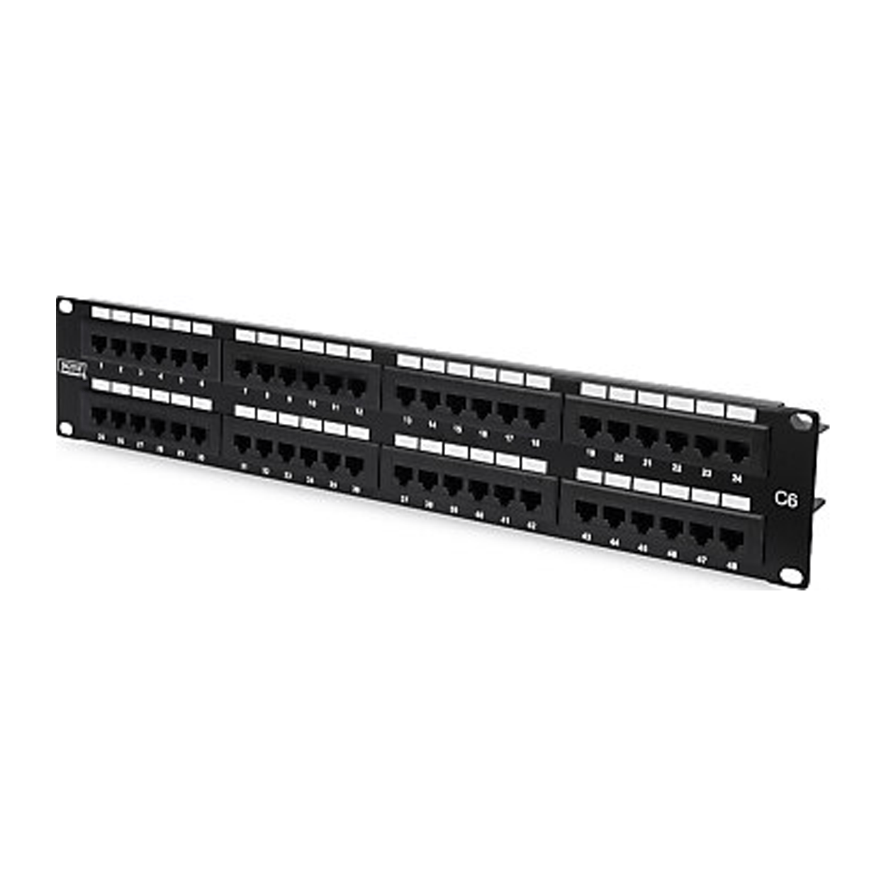 OJC CAT6 UTP 48 Port 2U Siyah Patch Panel Dolu