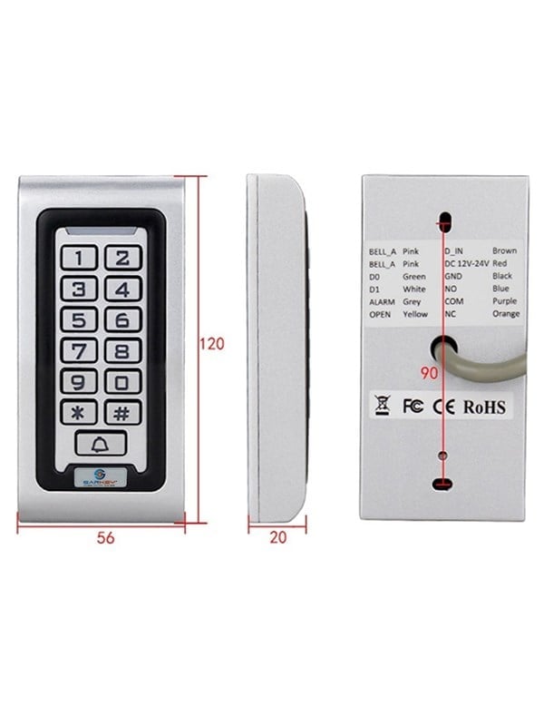 SARKEY SR-200 MF-W Metal Kasa, Dış Ortam (IP68),Stand-Alone,Şifreli,Mifare