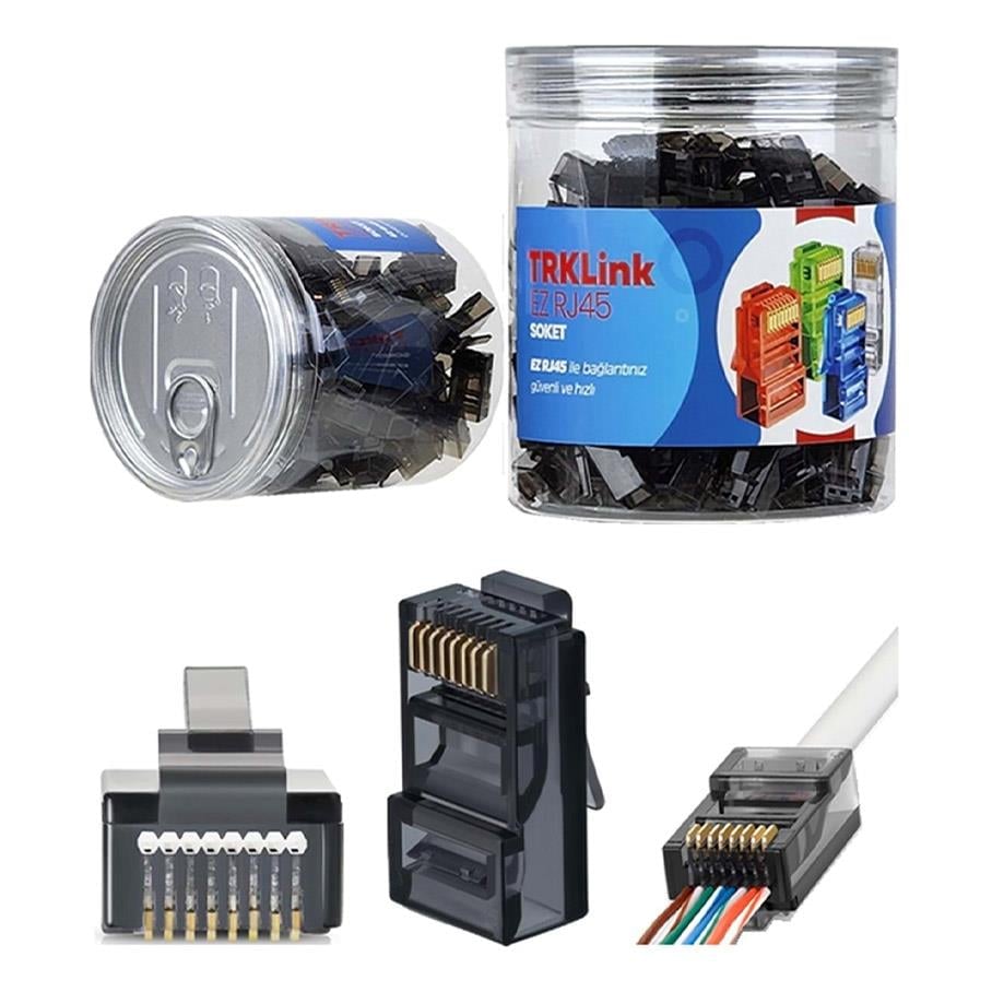TRKLink EZ RJ45 KONNEKTÖR (SİYAH) 100 'lü PAKET YENİ NESİL