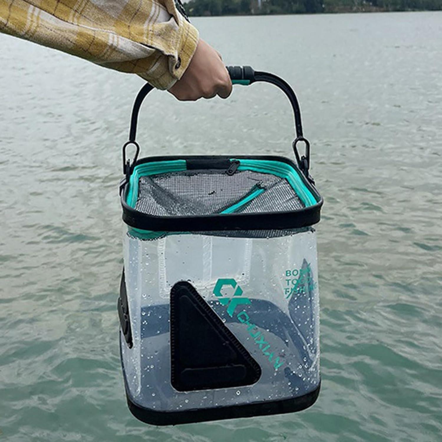 Şeffaf Katlanır GOVA - 12 LT Balıkçı Kovası ( Büyük Boy )