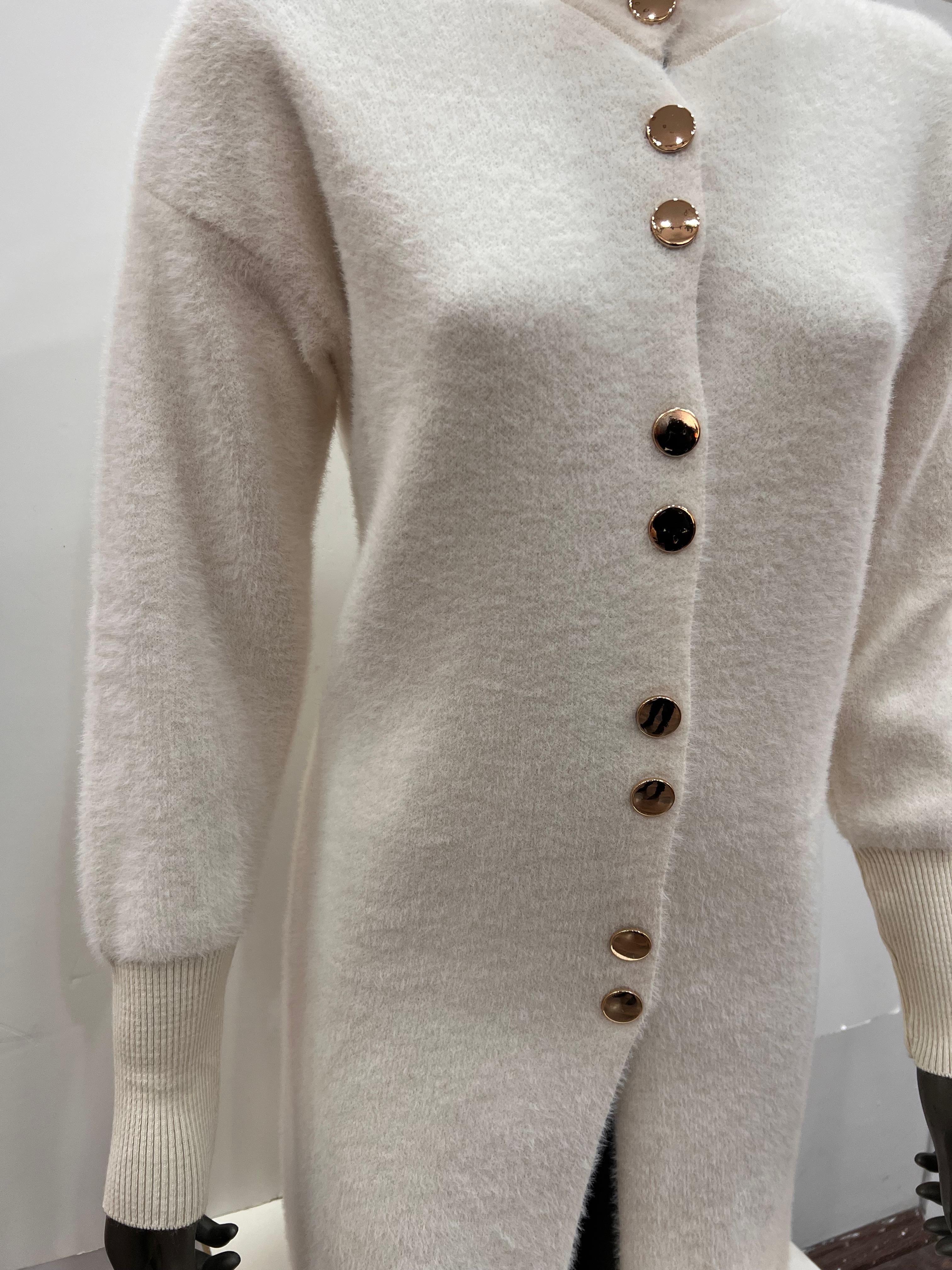 BEYAZ GOLD DÜĞME HIRKA ANGORA HIRKA