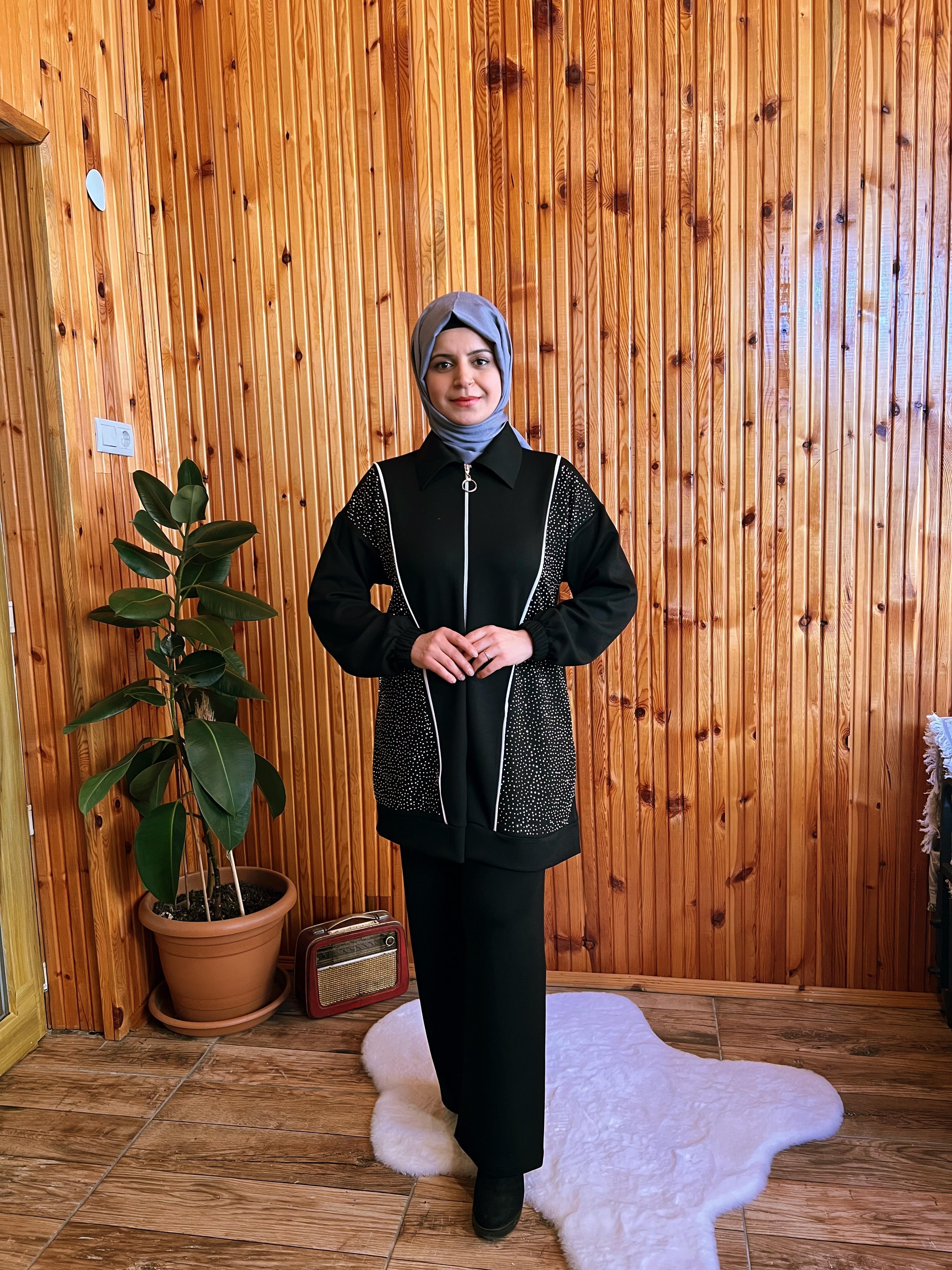 siyah taşlı takım
