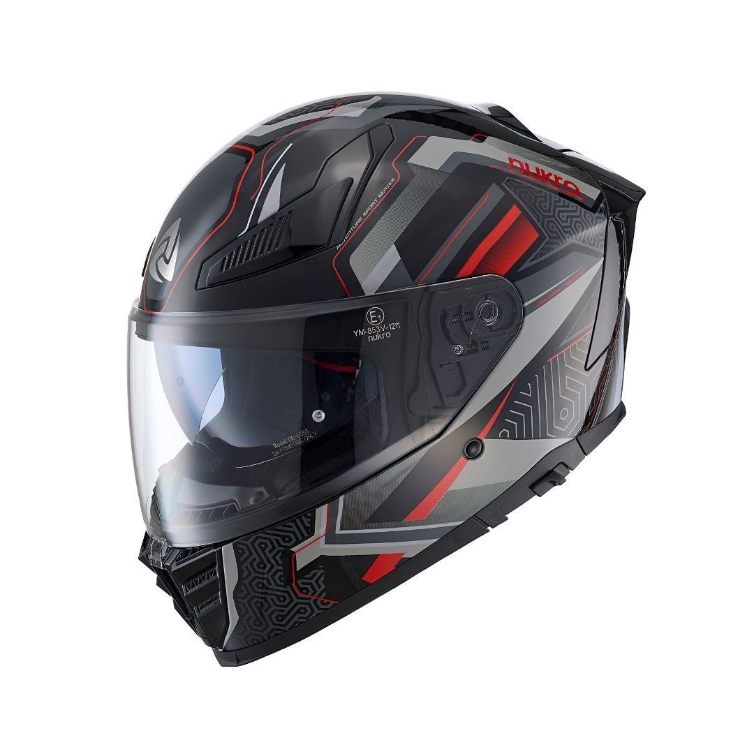 NUKRO FLASH RED BLACK KAPALI KASK S BEDEN