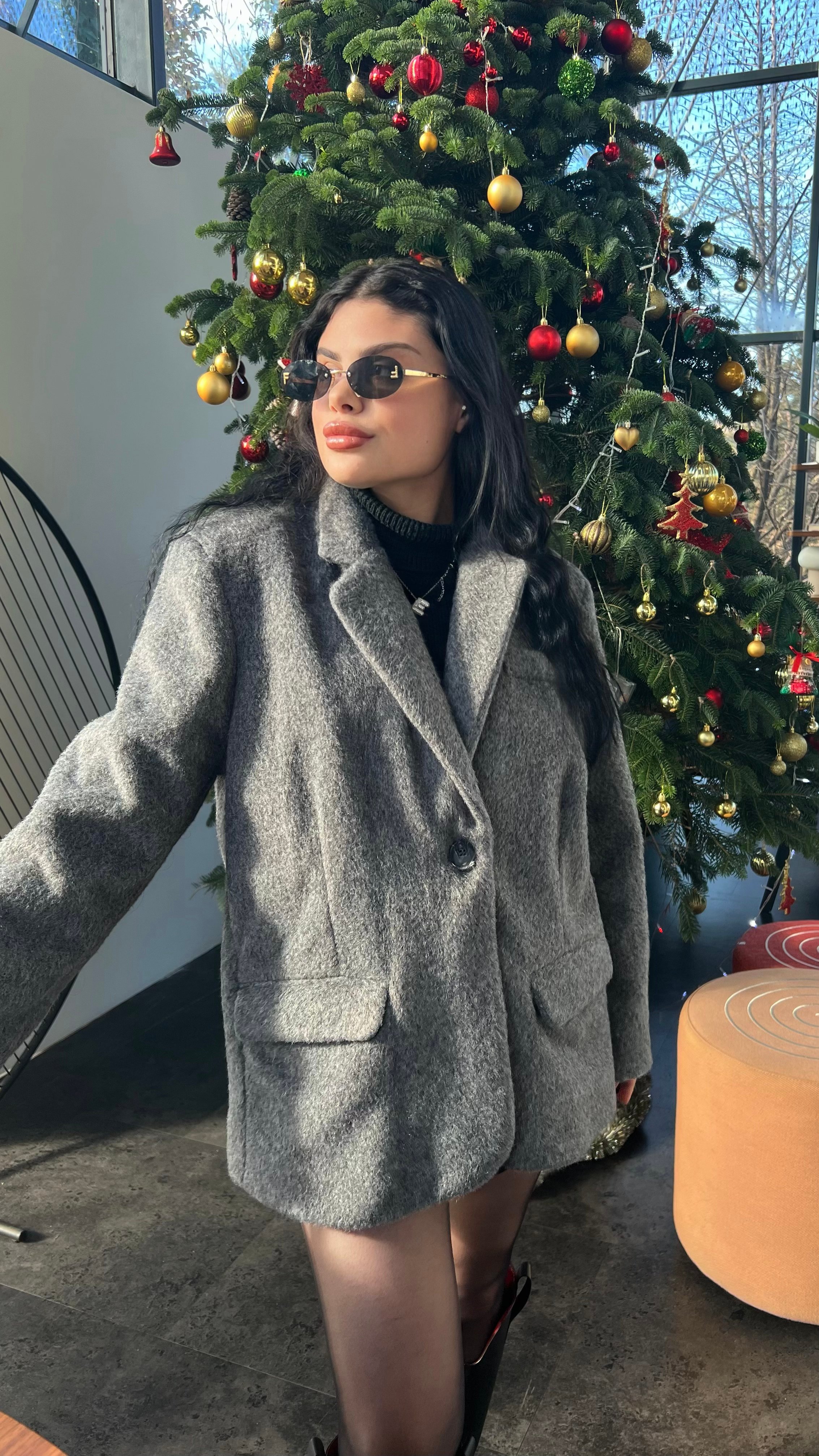 FÜME BLAZER YÜNLÜ CEKET