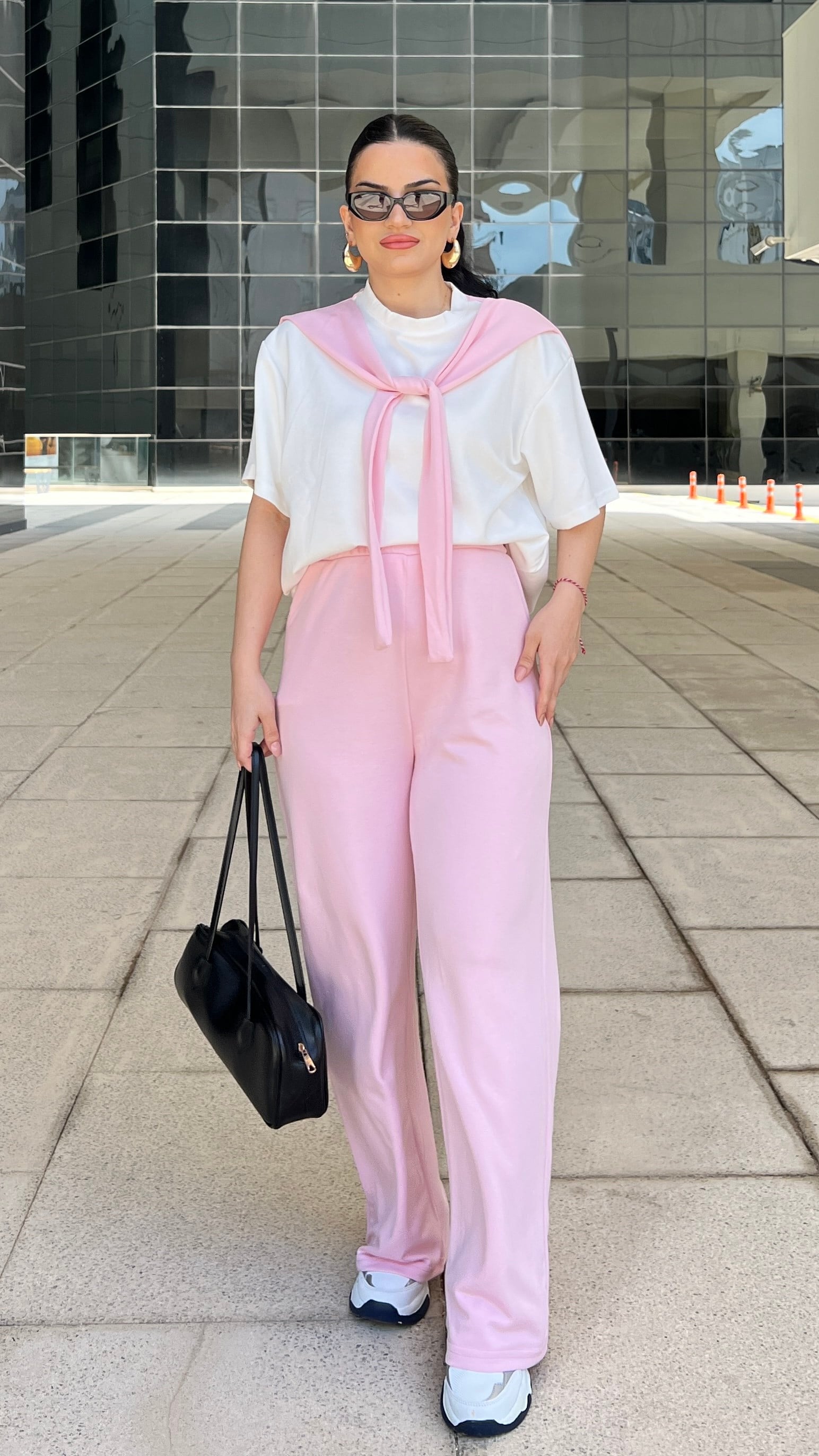 PEMBE FULAR DETAYLI PANTOLON TAKIM 