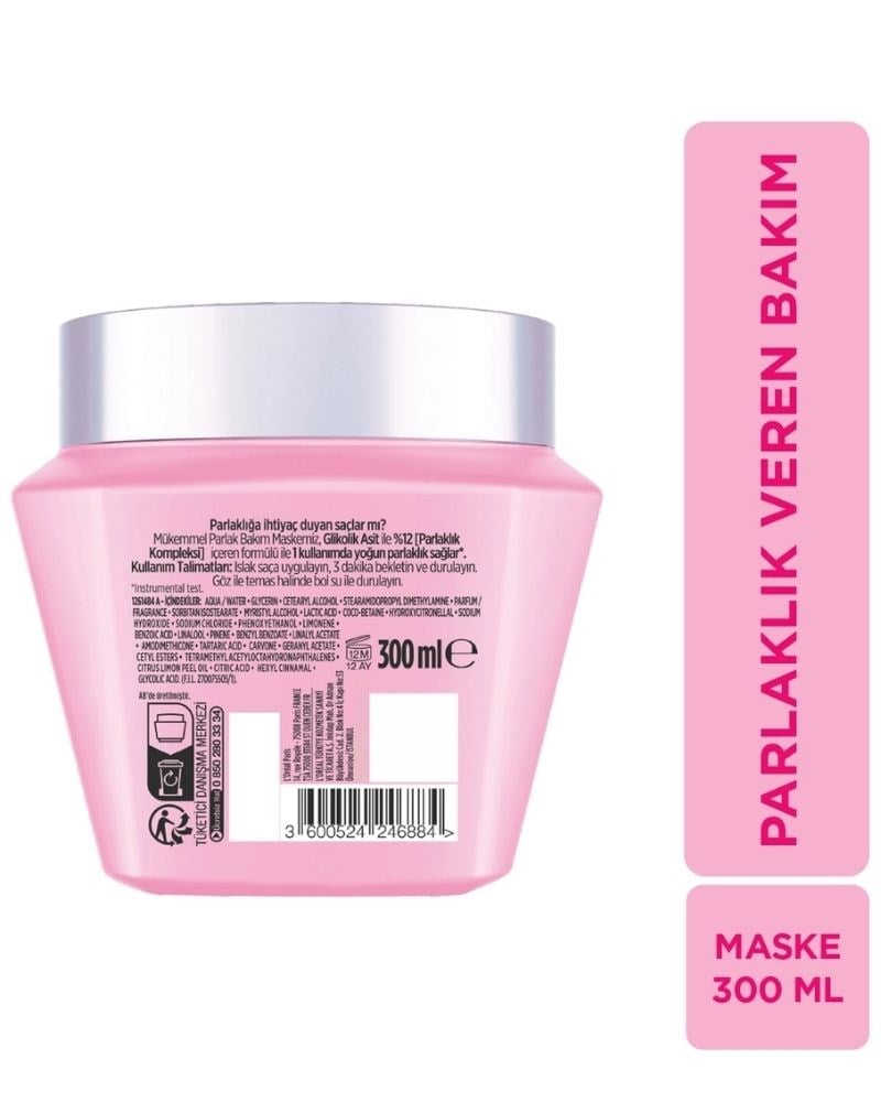 Loreal Paris Elseve Glycolic Gloss Mükemmel Parlaklık Veren Saç Bakım Maskesi 300 ml