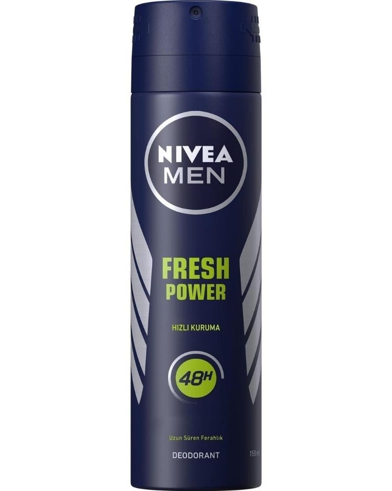NIVEA MEN Erkek Sprey Deodorant Fresh Power 150ml, Ter Korumasına Karşı 48 Saat Koruma, Hızlı Kuruma