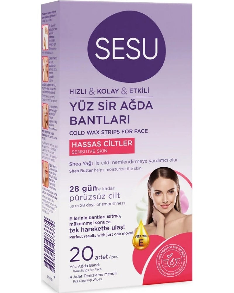 Sesu Yüz Sir Ağda Bantları Hassas Ciltler 20 Li