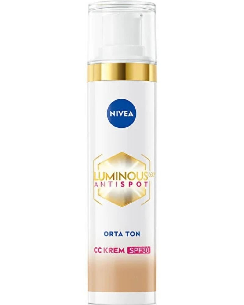 NIVEA Luminous630 Koyu Leke Karşıtı CC Yüz Kremi 40ml, SPF30 Güneş Koruyucu, Hyaluronik Asit, Orta Ton