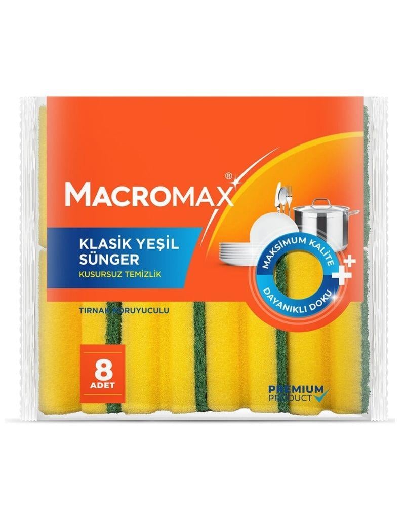 Macromax Klasik Yeşil Oluklu Sünger 5'li