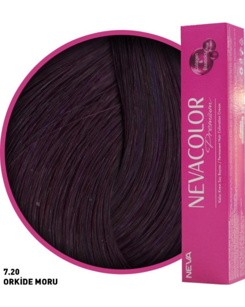 Nevacolor Premium 7.20 Orkide Moru - Kalıcı Krem Saç Boyası 50 g Tüp