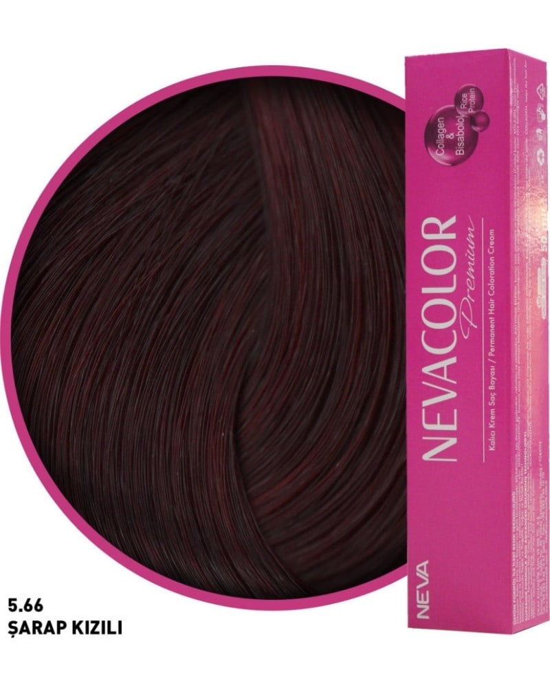 Nevacolor Premium 5.66 Şarap Kızılı - Kalıcı Krem Saç Boyası 50 g Tüp