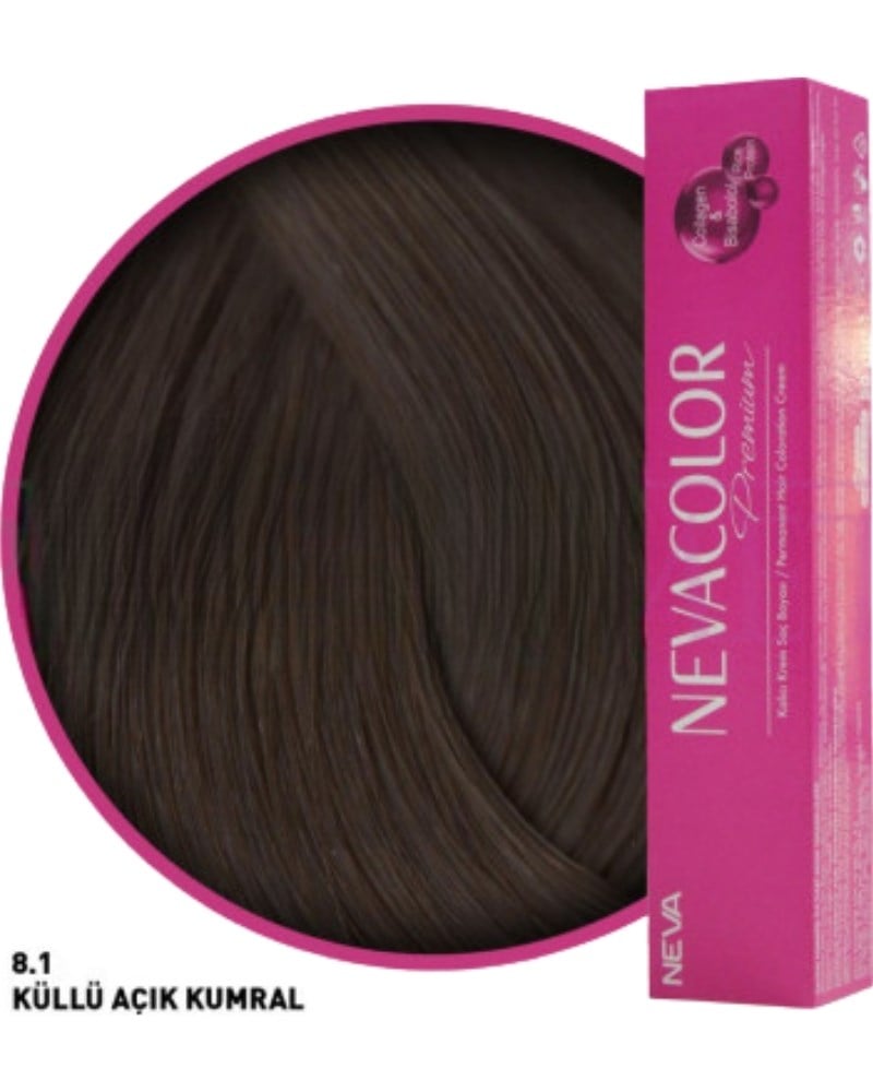 Nevacolor Premium 8.1 Küllü Açık Kumral - Kalıcı Krem Saç Boyası 50 g Tüp