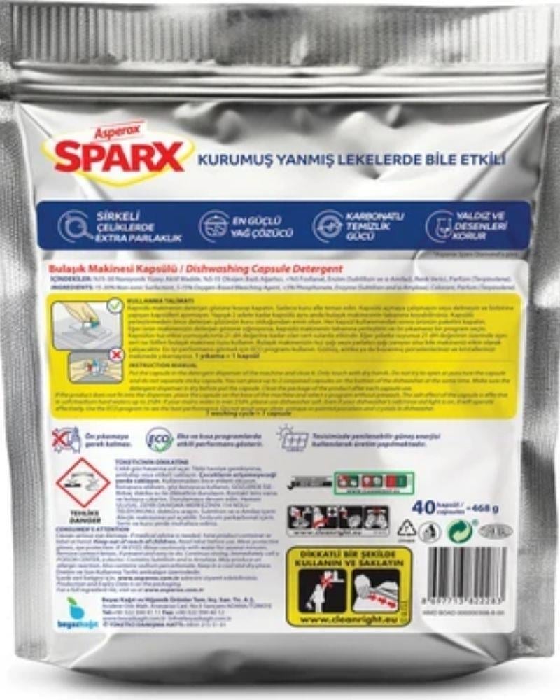 Asperox Sparx Diamond Plus Bulaşık Makinesi Tableti 40'lı
