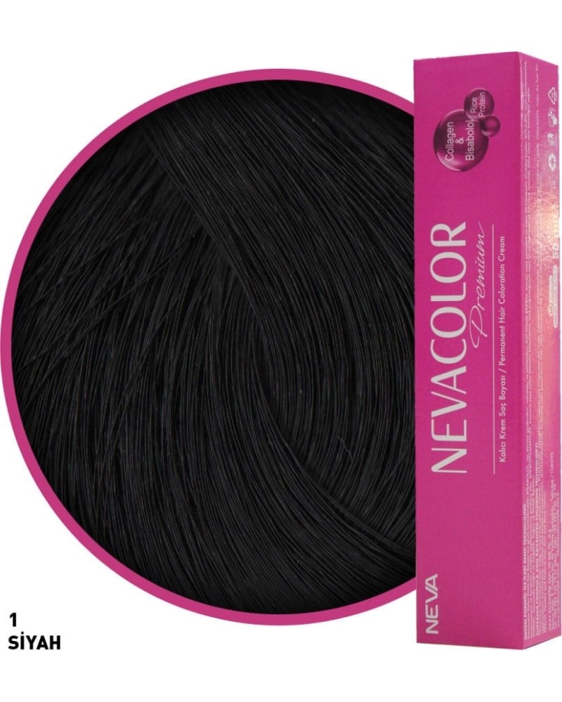 Nevacolor Premium 1. Siyah - Kalıcı Krem Saç Boyası 50 g Tüp