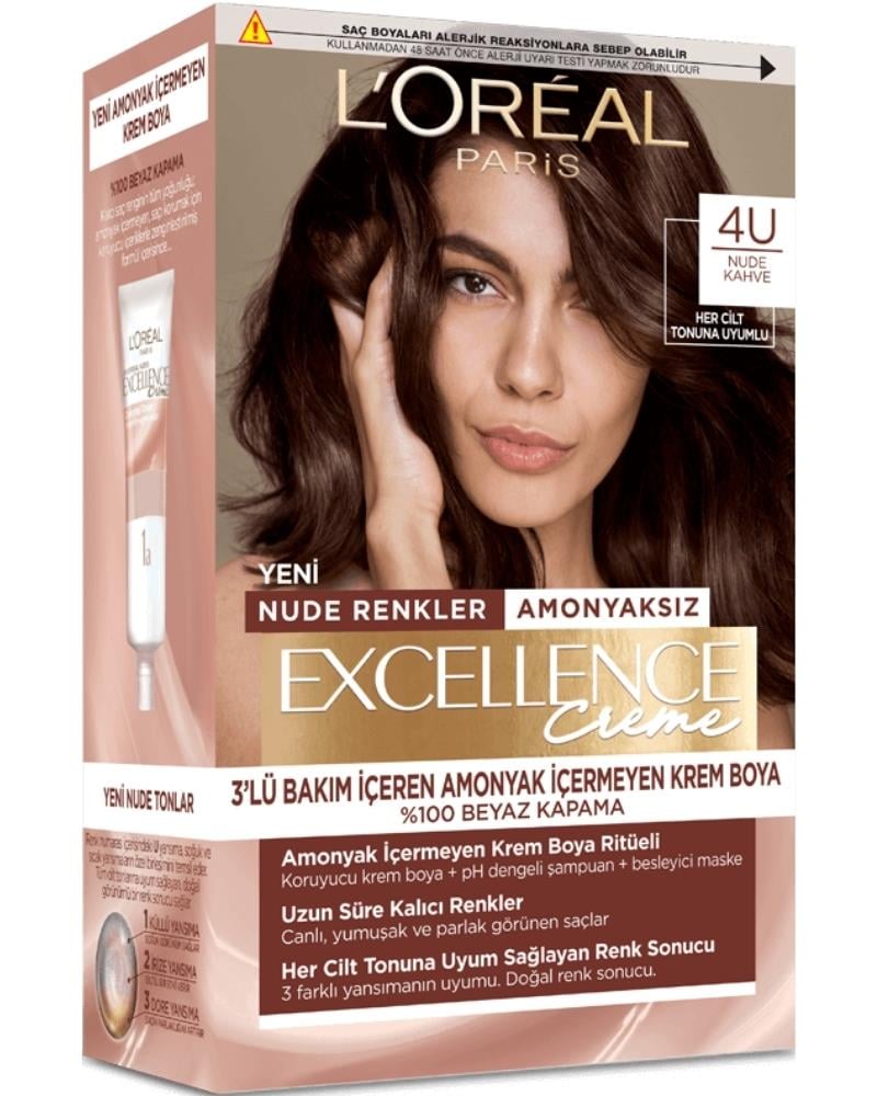 L'Oreal Paris Excellence Creme Nude Renkler Saç Boyası – 4u Nude Kahve