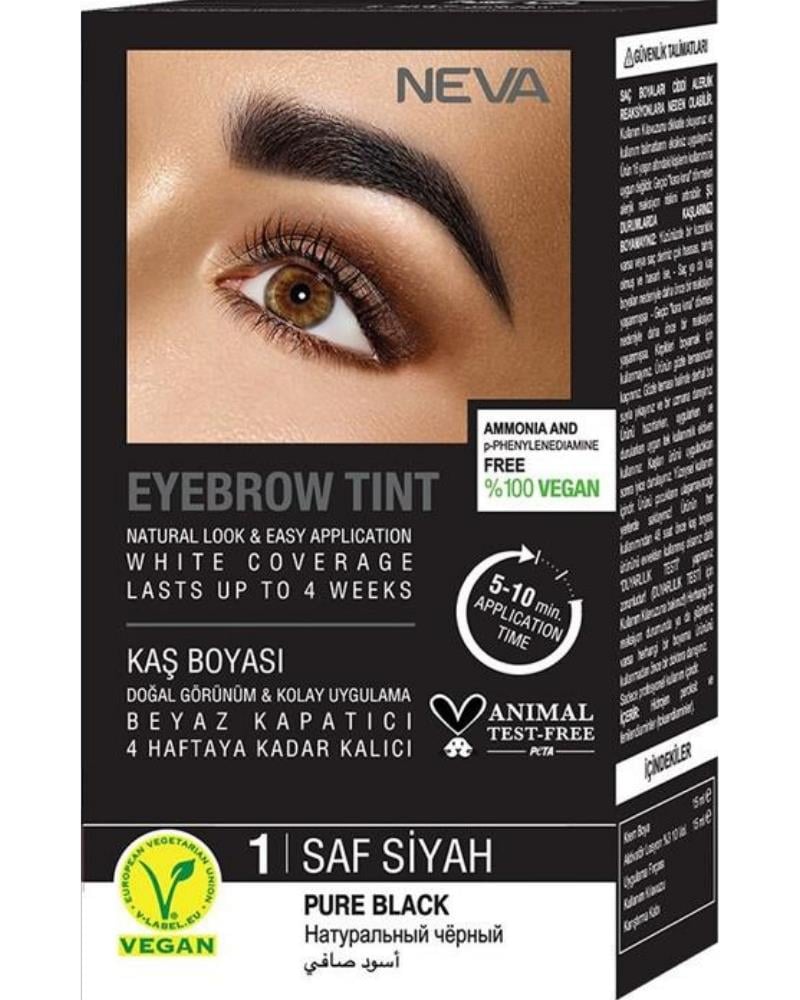 Neva Eyebrow Tint Vegan Kaş Boyası Seti 1 Saf Siyah
