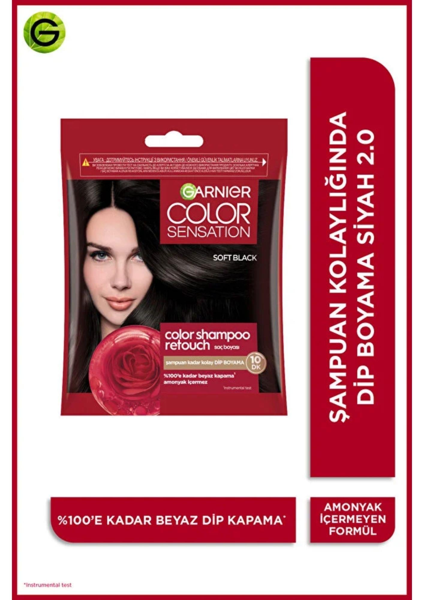 Garnier Color Shampoo Retouch Şampuan Kolaylığında Dip Boyası Siyah 2.0