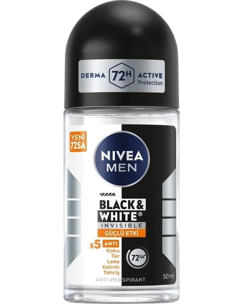 NIVEA MEN Black & White Invisible Güçlü Etki Roll-On Deodorant 50 ml