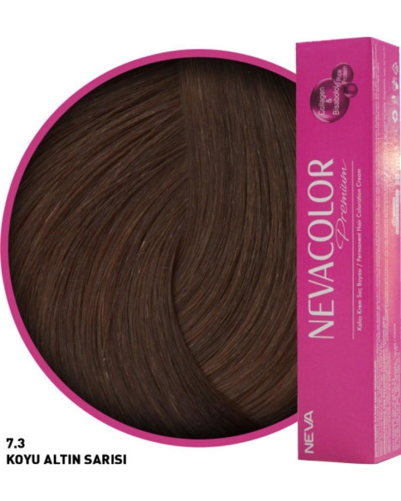 Nevacolor Premium 7.3 Koyu Altın Sarısı - Kalıcı Krem Saç Boyası 50 g Tüp