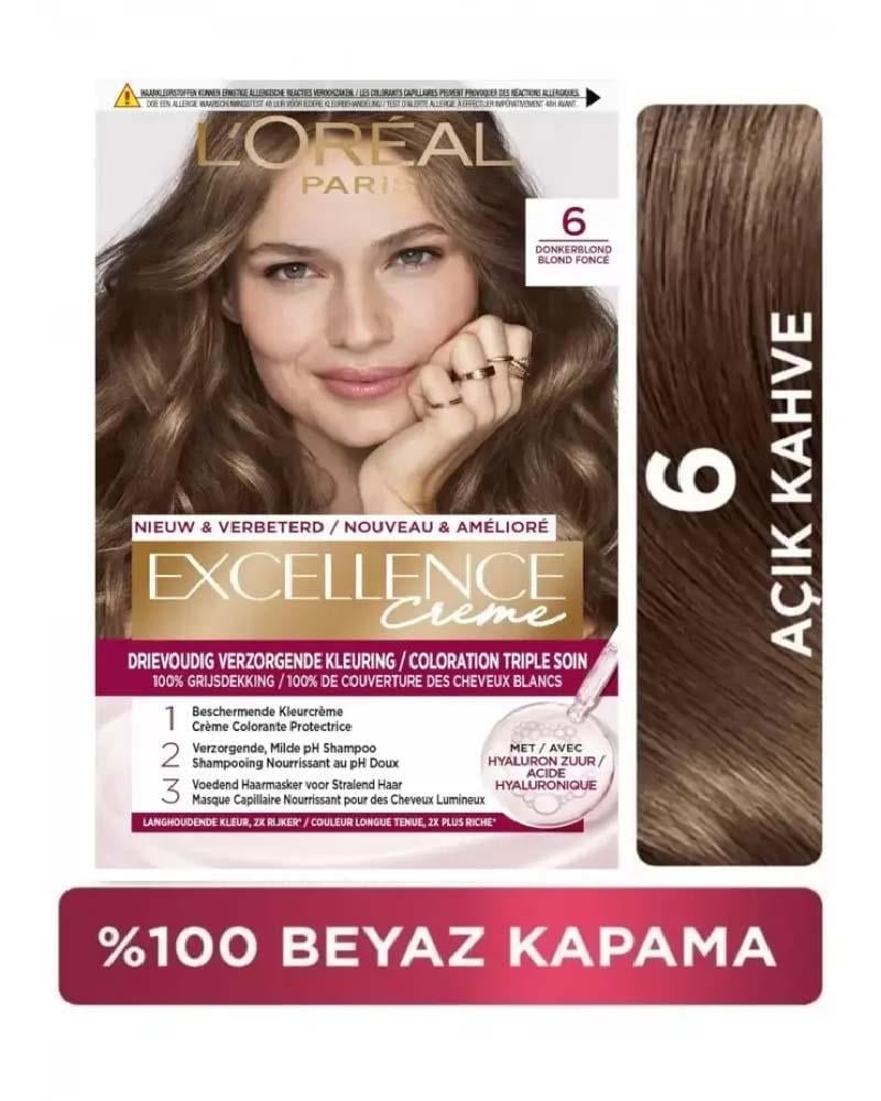 Loreal Paris Excellence Creme Saç Boyası - 6 Açık Kahve