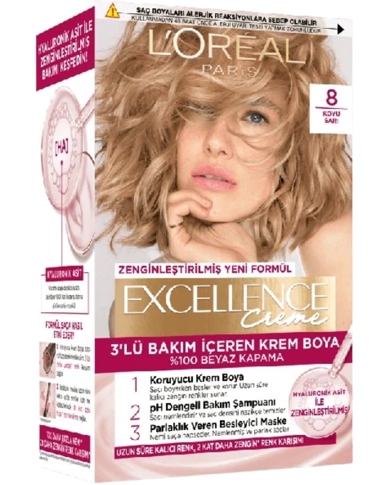 Loreal Paris Excellence Creme Saç Boyası 8 Koyu Sarı