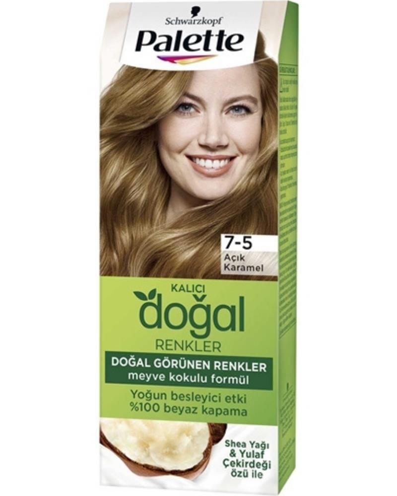 Palette 7-5 Açık Karamel Kalıcı Doğal Renkler Saç Boyası