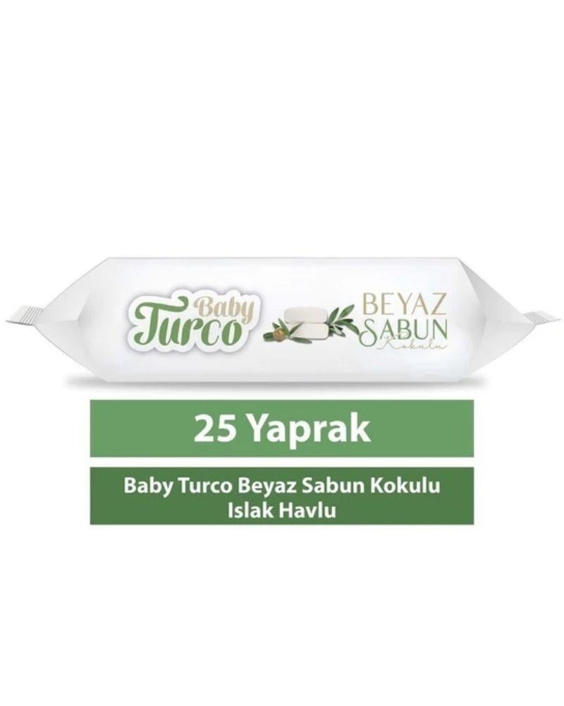 Baby Turco Islak Havlu 25'li Beyaz Sabun Kokulu