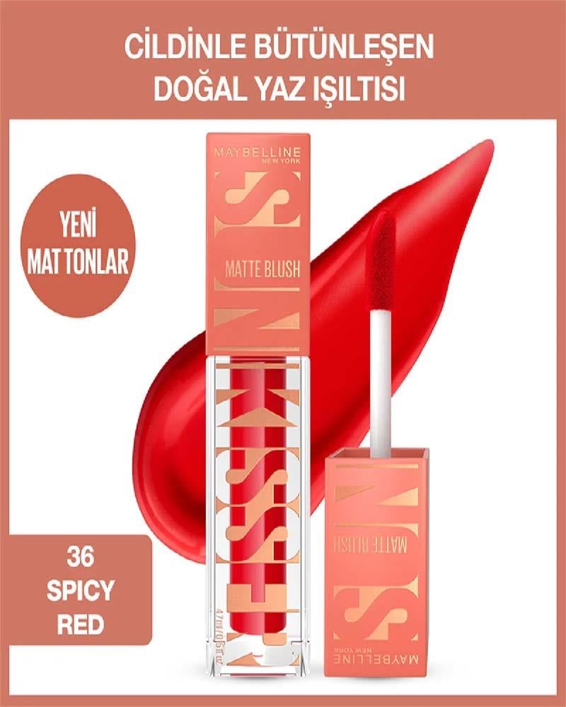 Maybelline New York Sunkisser Hazy Matte Likit Allık - 36 Spicy Red