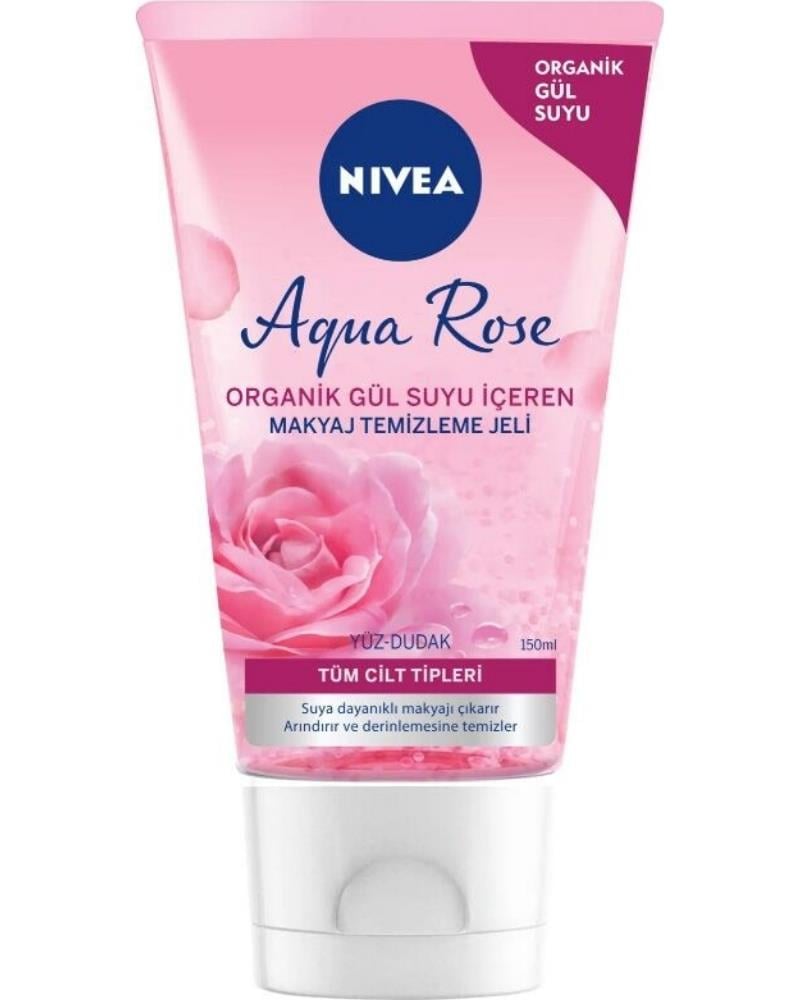 NIVEA Aqua Rose Organik Gül Suyu Içeren Makyaj Temizleme Jeli 150ml, Suya Dayanıklı Makyajı Çıkarır