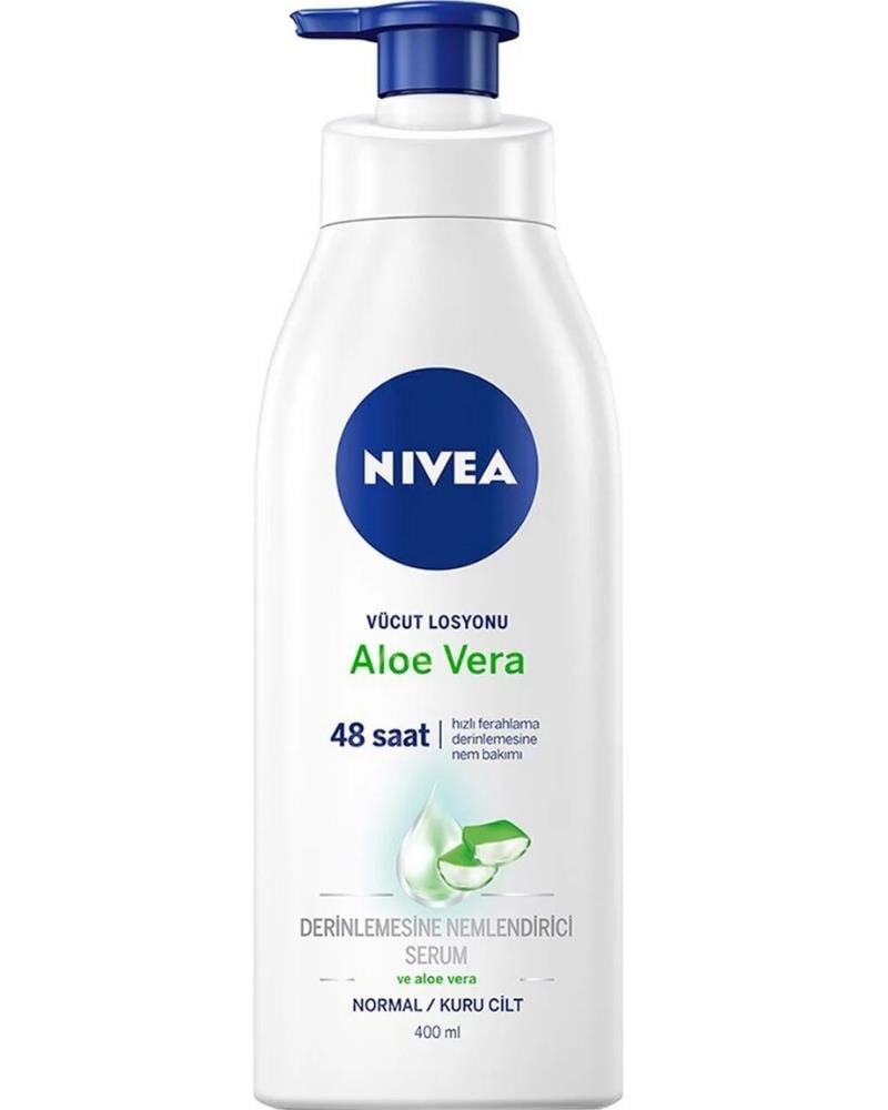 NIVEA Aloe Vera Derinlemesine Nemlendirici Serum Vücut Losyonu 400ml, Kuru Ciltler, Hızlı Ferahlatıcı