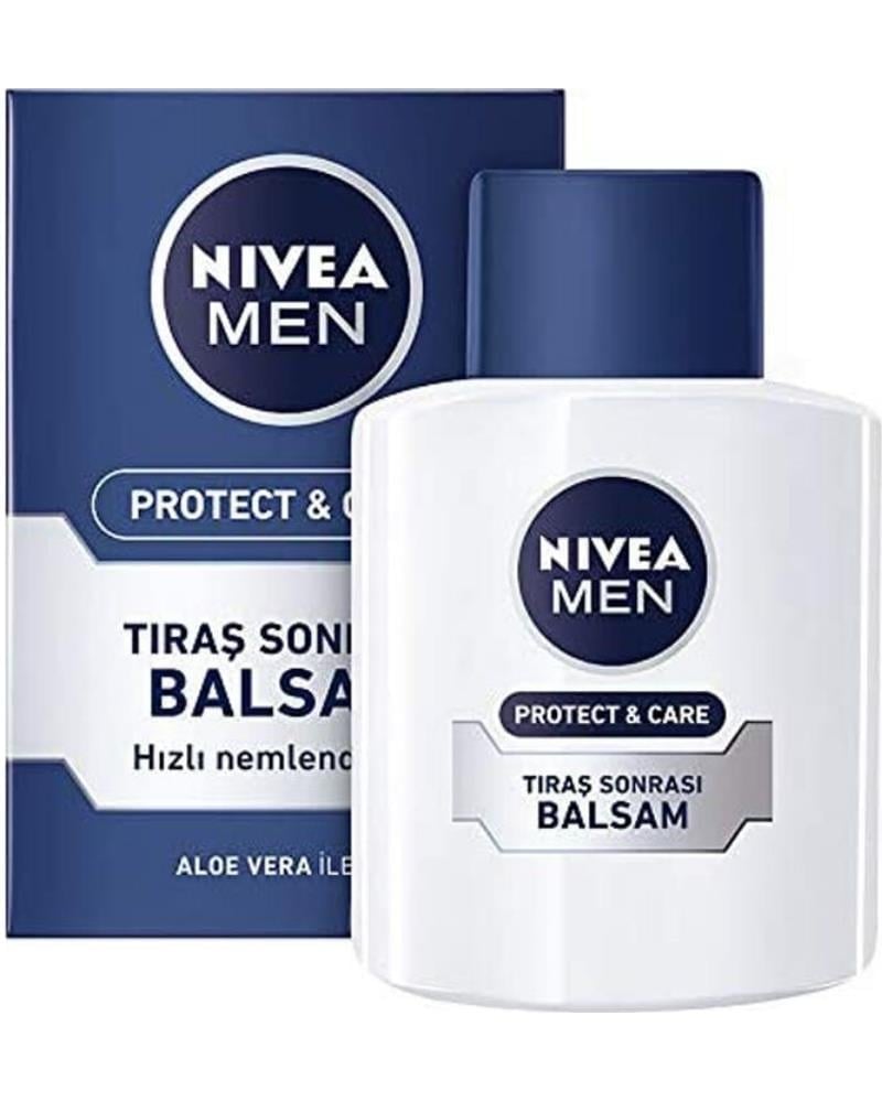NIVEA MEN Erkek Tıraş Sonrası Balsam Protect&Care 100ml, Tahriş Önleyici, Rahatlatıcı, Koruyucu, Onarıcı