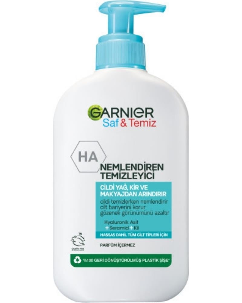 Garnier Saf& Temiz Nemlendiren Temizleyici [ Hyaluronik Asit Seramid Kil] 250 ml Yüz Temizleme Jeli