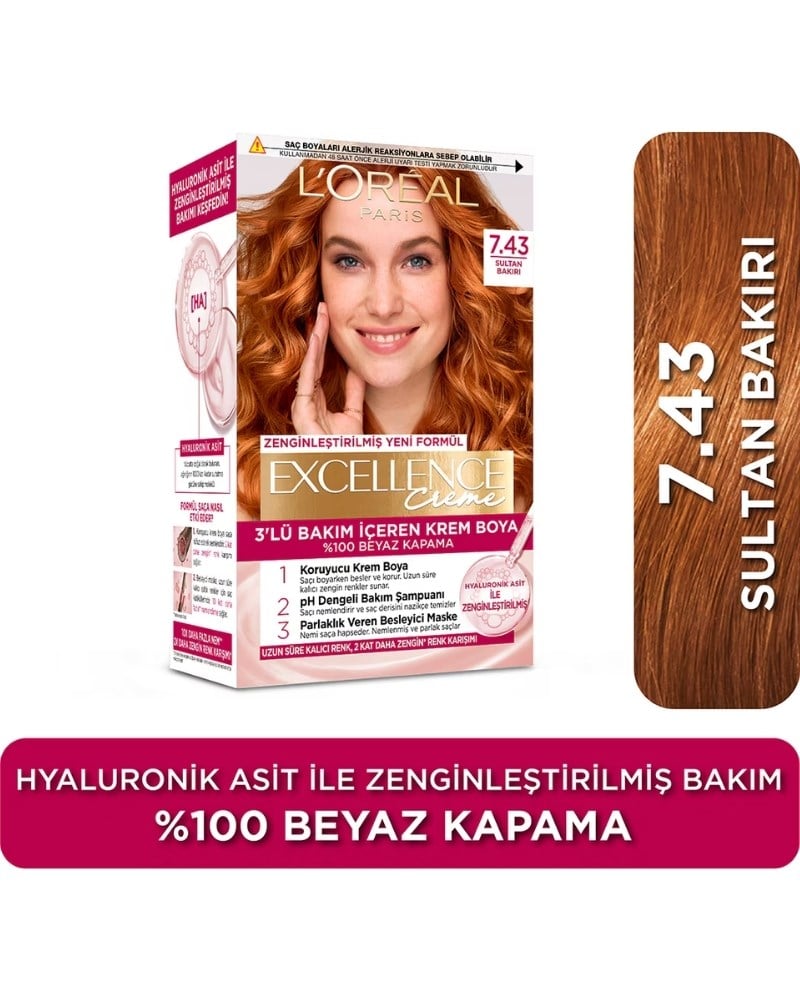 L'Oreal Paris Excellence Sultan Bakırı Saç Boyası 7.43