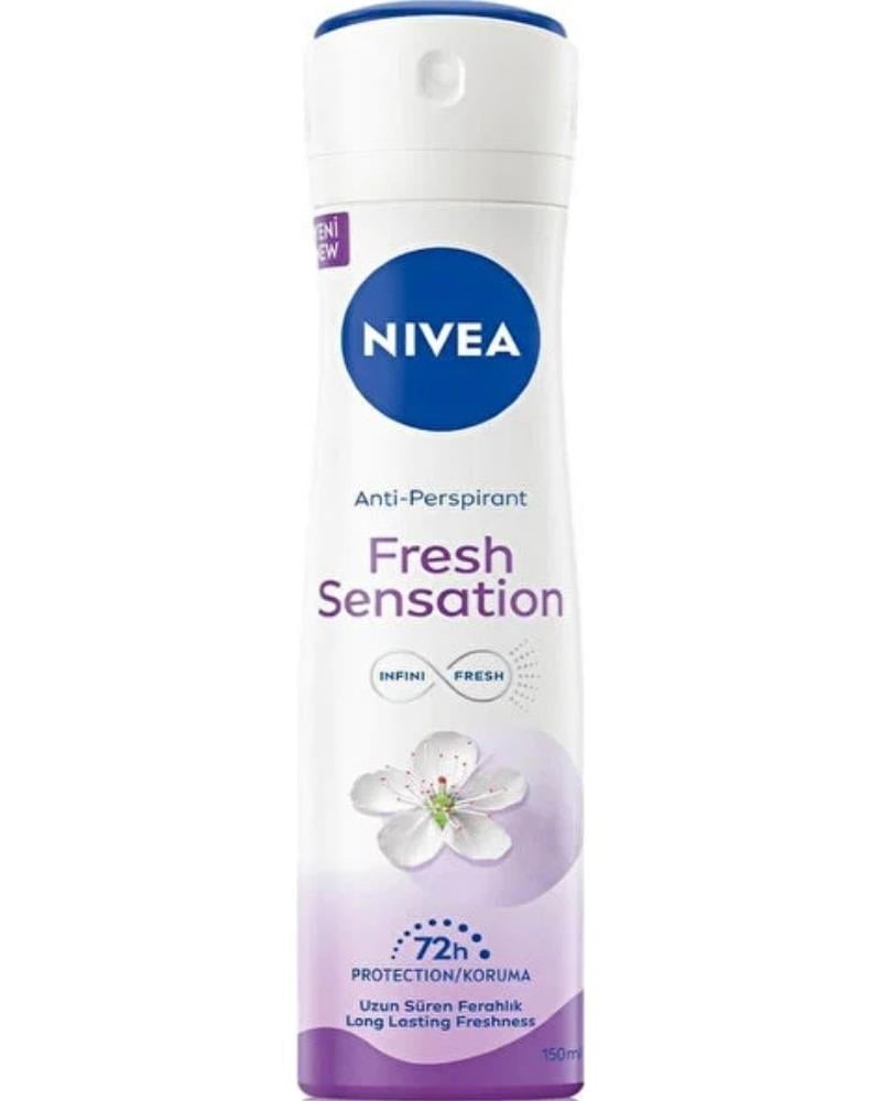 NIVEA Kadın Sprey Deodorant Fresh Sensation 150ml, 72 Saat Anti-perspirant Koruma, Uzun Süren Ferahlık