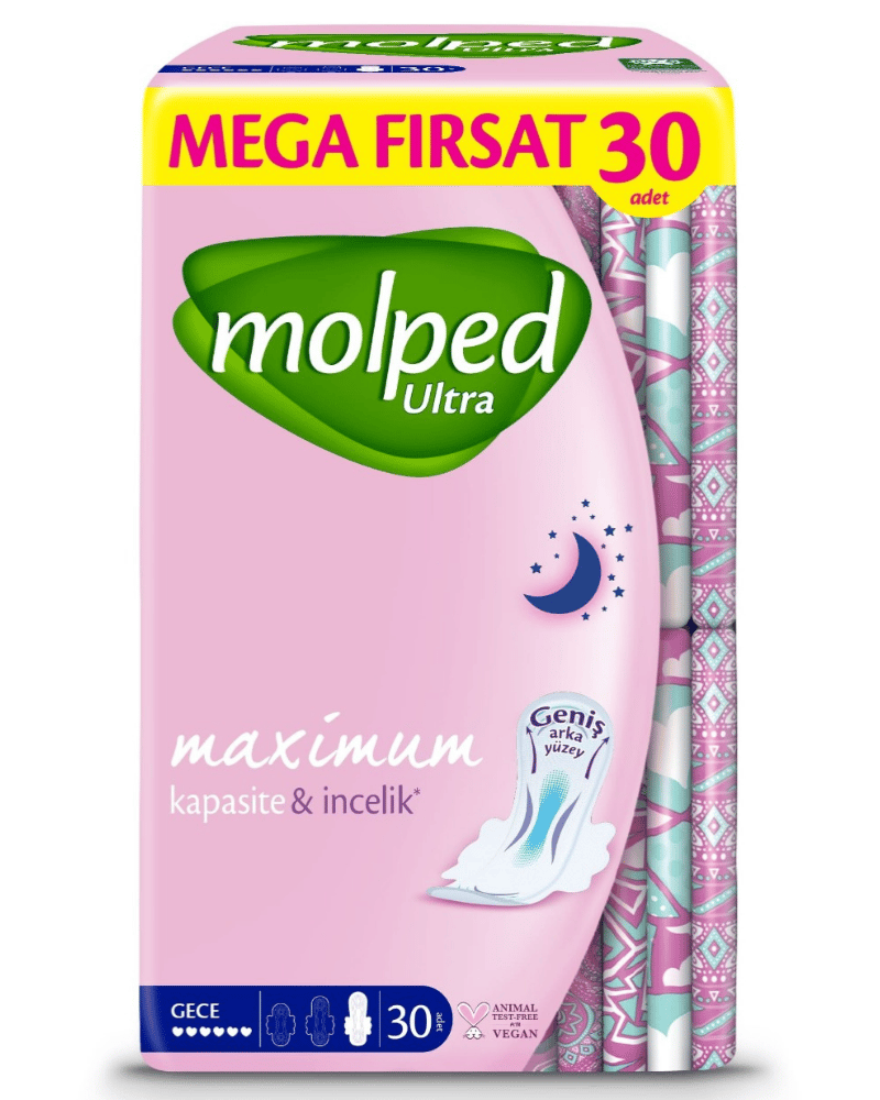 Molped Hijyenik Ped Anatomik Mega Gece 30'lu