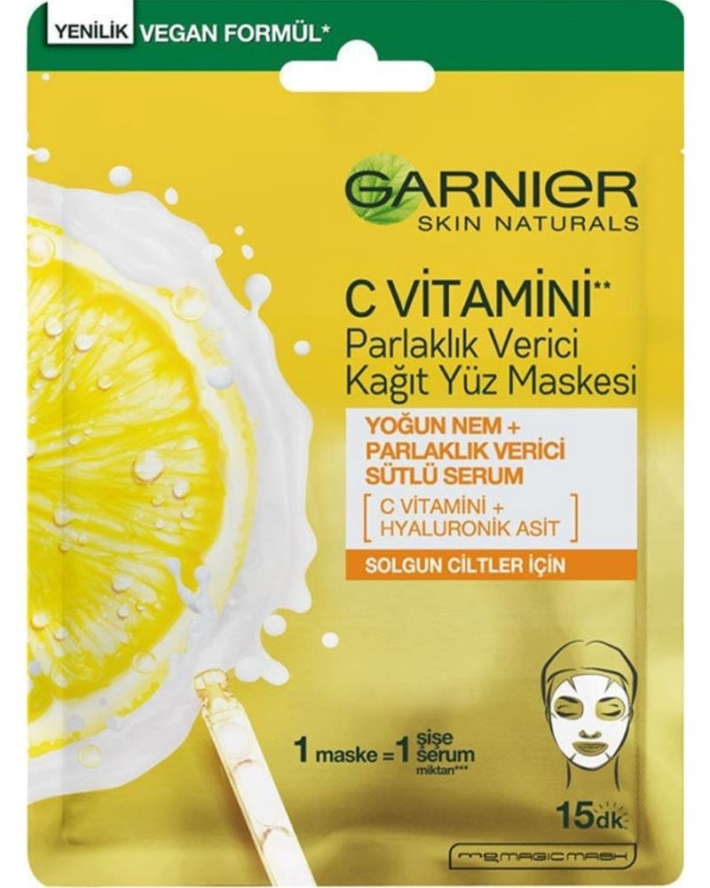 Garnier STD C Vitamini Parlaklık Verici Kağıt Yüz Maskesi Klasik