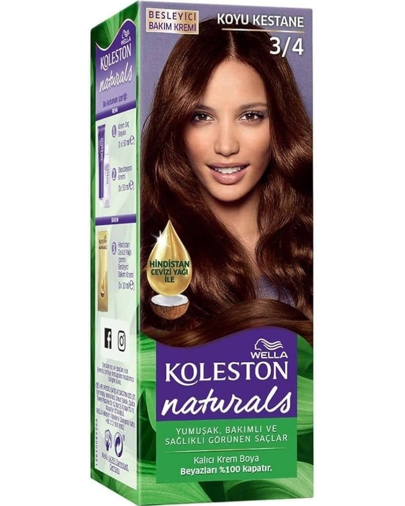 Wella Koleston Naturals Saç Boyası 3/4 Koyu Kestane