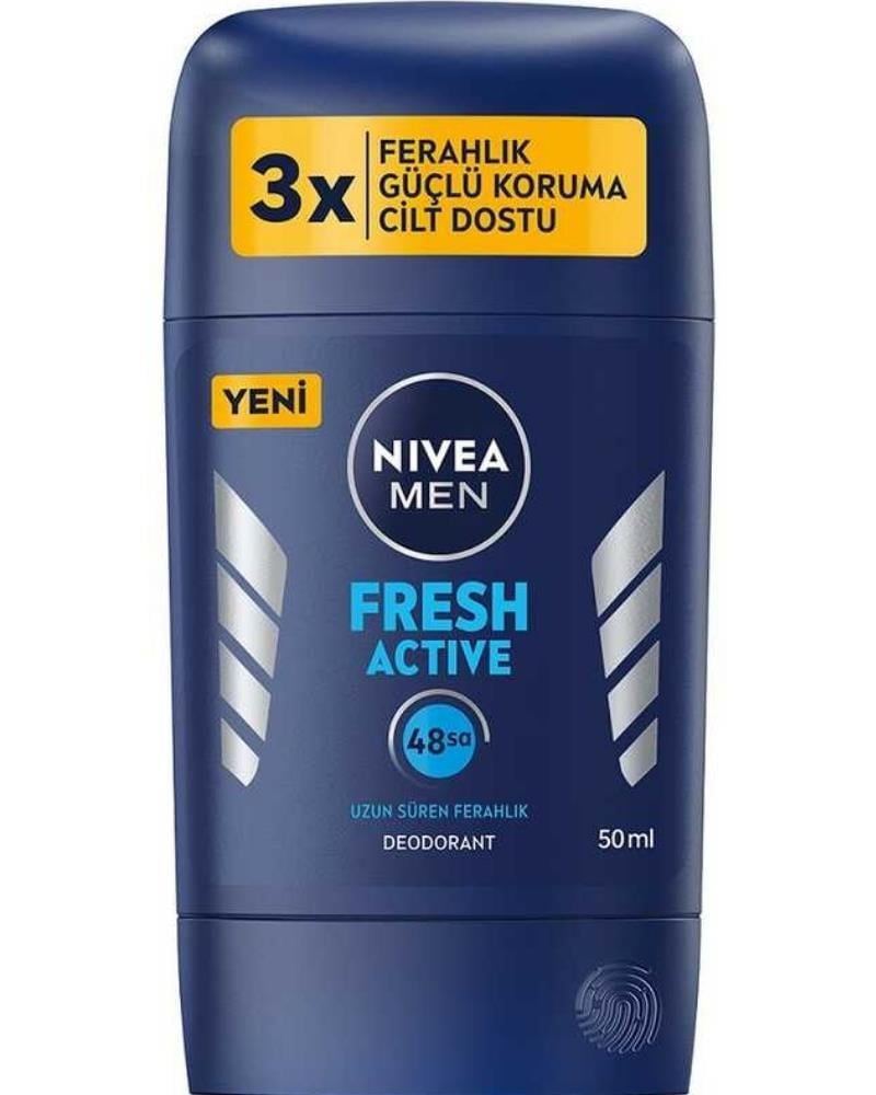 NIVEA Men Erkek Stick Deodorant Fresh Active 50ml, Ter Ve Ter Kokusuna Karşı 48 Saat Deodorant Korum