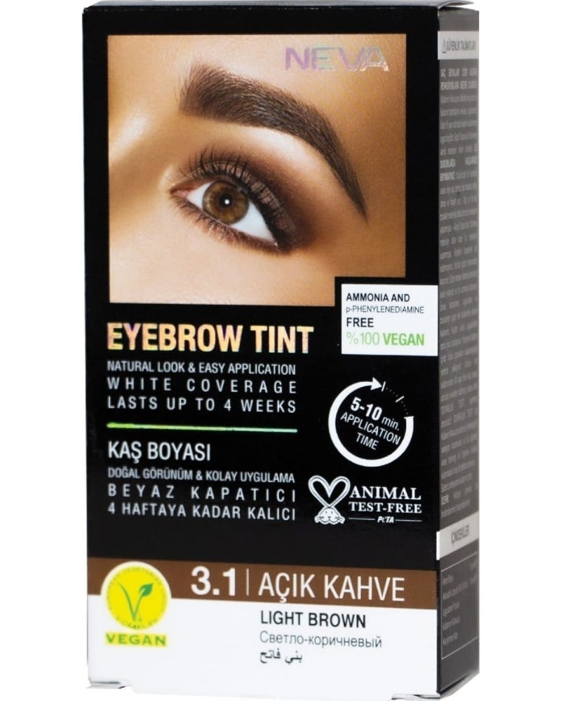 Neva Eyebrow Tint Vegan Kaş Boyası Seti 3.1 Açık Kahve