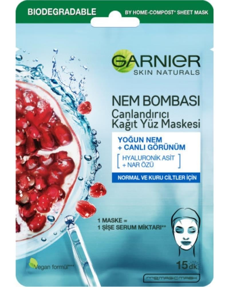Garnier Nem Bombası Kağıt Maske Canlandırıcı