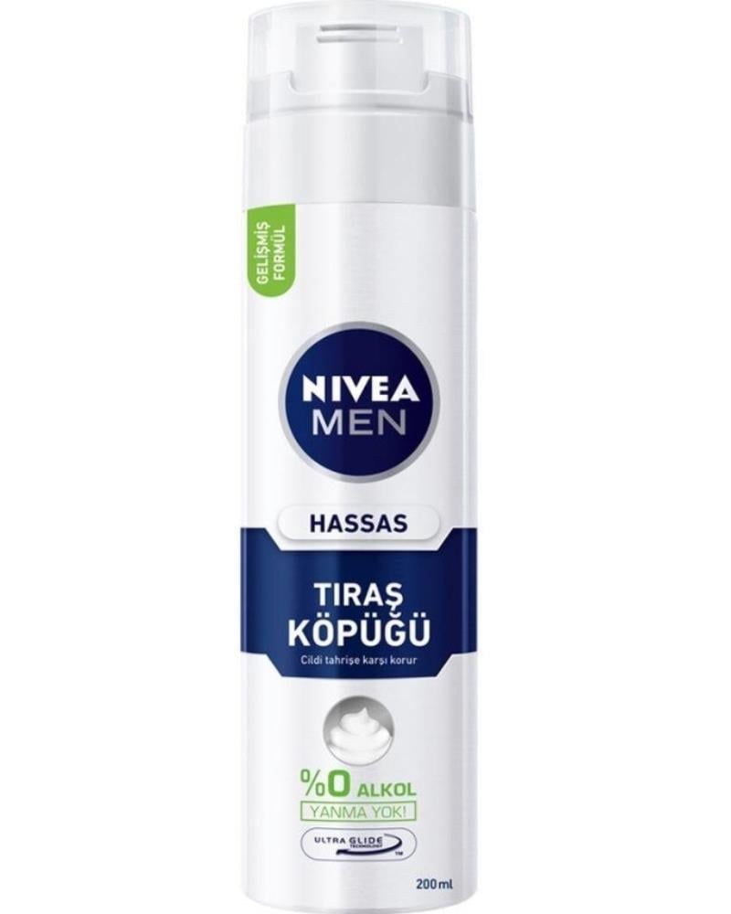 NIVEA MEN Erkek Tıraş Köpüğü 200ml, Hassas Ciltler, Hızlı Koruma, Rahatlatıcı, Konforlu Tıraş Deneyimi