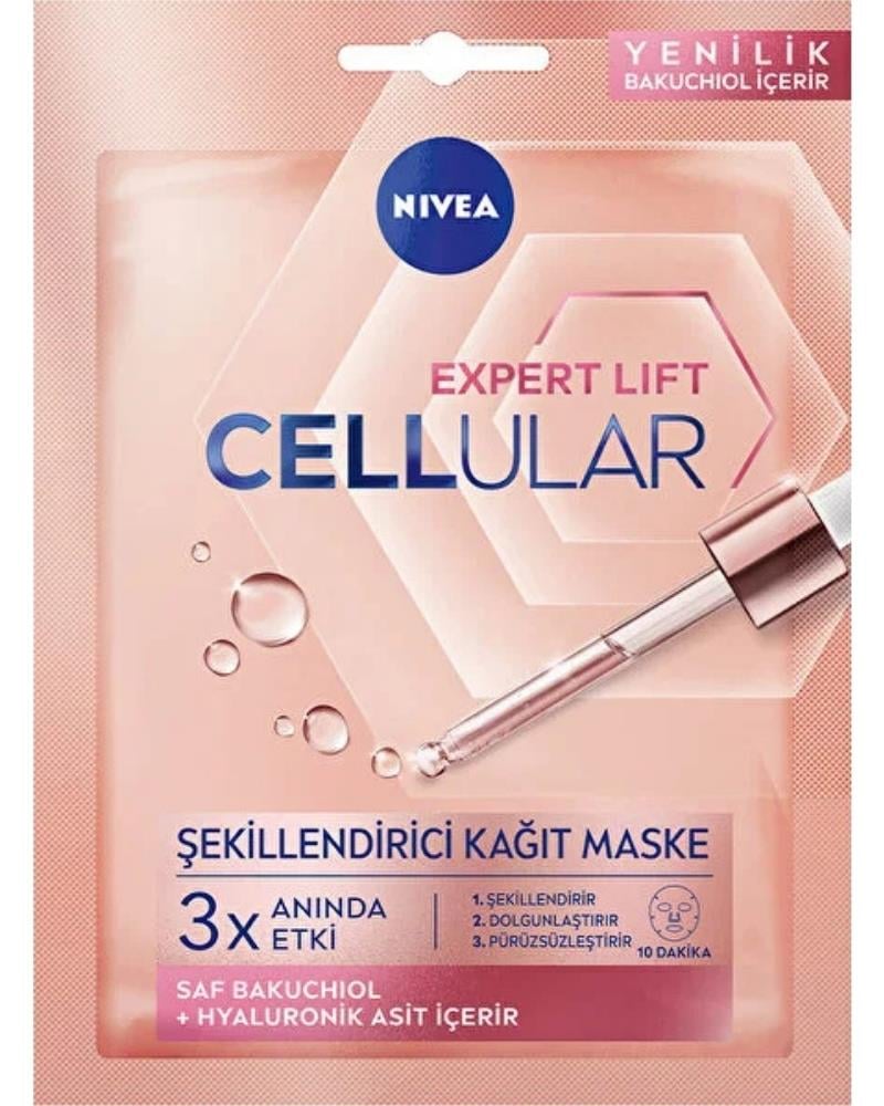 NIVEA Cellular Expert Lift Şekillendirici Yüz Kağıt Maskesi, Doğal Retinol Alternatifi Saf Bakuchiol