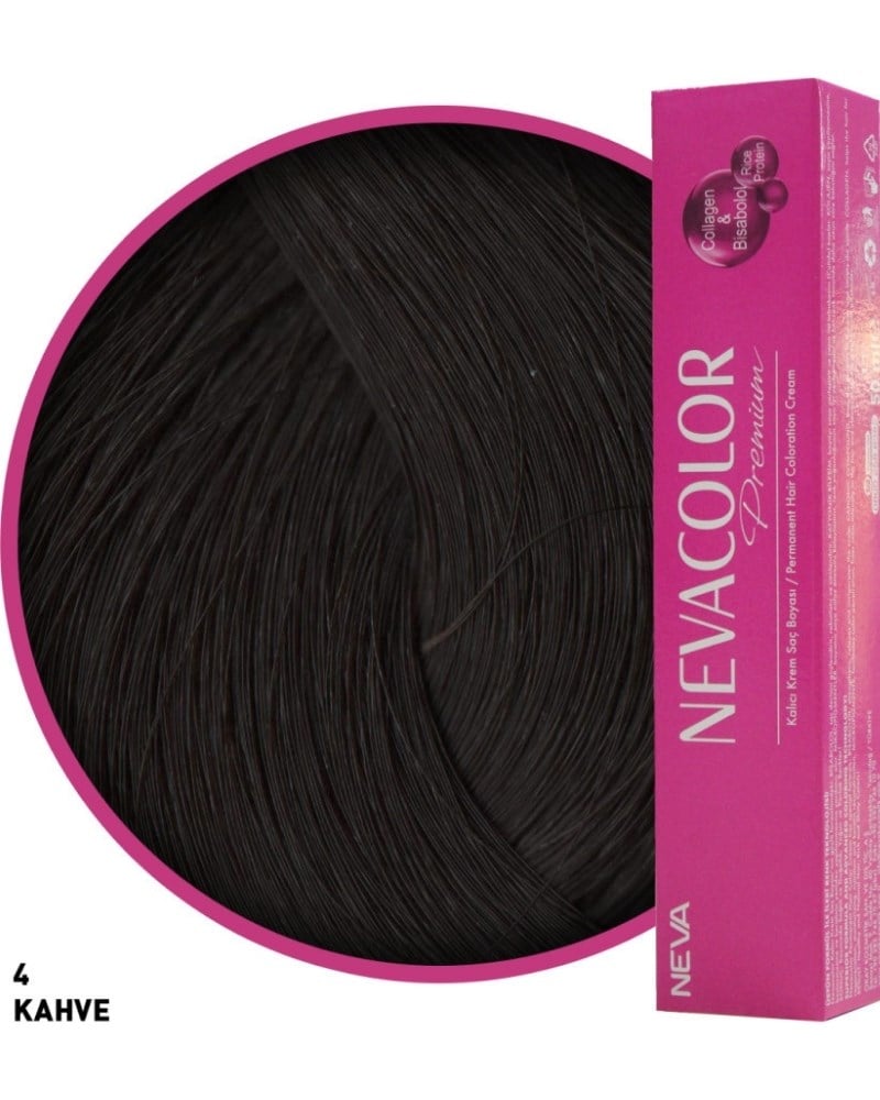 Nevacolor Premium 4. Kahve - Kalıcı Krem Saç Boyası 50 g Tüp