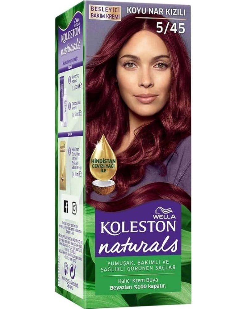 Wella Koleston Naturals Saç Boyası 5/45 Koyu Nar Kızılı