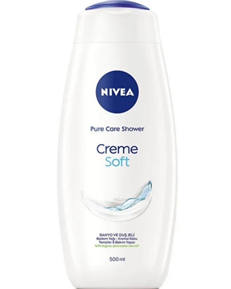 NIVEA Creme Soft Kremsi Dokunuş Banyo ve Duş Jeli 500ml, Temizlerken Bakım Yapar, Badem Yağı, Nemlendirici