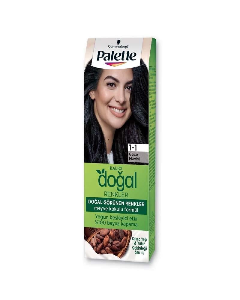 Palette Kalıcı Doğal Renkler Natural Colors Saç Boyası Mavi Siyah 1-1