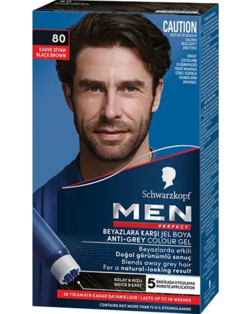 SCHWARZKOPF MEN PERFECT Schwarzkopf Men Beyaz Renk Kırıcı Saç Boyası 80 Siyah Kahve