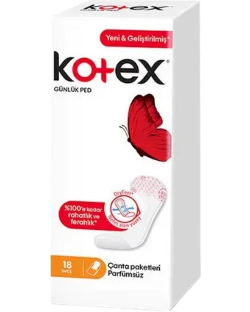 Kotex Ince Günlük Ped Parfümsüz 18 Li